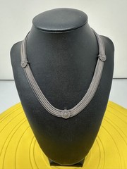 Sterling Silver 4 Stranded Marcasite Herringbone Chain Choker Necklace 56g 18 In