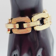 Monet Chunky Square Link Gold Tone Brush Finish Vintage Bracelet No Safety Chain