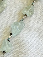 Vintage Natural Prehnite Gemstone Necklace Signed Chipita 18 Inch Plus Drop