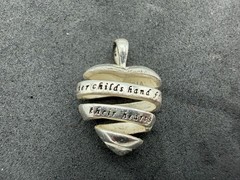 3.51g Vintage Sterling Silver 925 Heart Pendant A Mother Holds Short Forever M