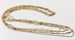 Vintage Monet Multi Strand Layered Long Necklace Gold Tone 32 In. #502