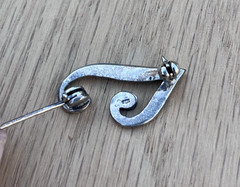 Vintage Sterling Marcasite Letter J I T Brooch Pin Antique Cursive Art Deco