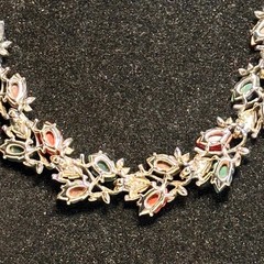 NECKLACE Thermoset fall autumn colors goldtone metal hook clasp vintage 15 1/2″