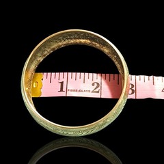 Vintage Silver Plate Etched Wide Domed Clamp Bangle Bracelet 7.5in