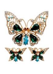 Vintage Signed ART Butterfly Brooch & Clip Earrings SEE DESCRIPTION Free Ship!
