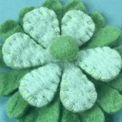 Large Layered Two Toned Green Felted Wood Daisy Flower Power Pin Brooch – 3.5 in