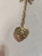 1928 Marked Heart And Bow Dangle Necklace 17 Inches