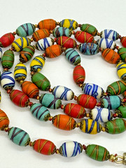 Vintage Ercole Moretti Scarabocchio Murano Glass Bead Necklace 28″ Knotted
