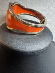 Vintage Orange Enameled Hinged Bracelet