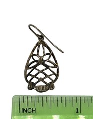 Vintage Sterling Filigree French Wire Teardrop Earrings Marked 925 Weave Flower