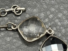 Vintage Sterling Silver 925 Faceted Gemstone Bracelet Rutilated and Rose Quartz