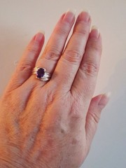 Vintage Oval Cut Amethyst Cocktail Band Ring Size 7 Sterling Silver