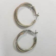 Vintage Textured Hoop Pierced Earrings 1.25”