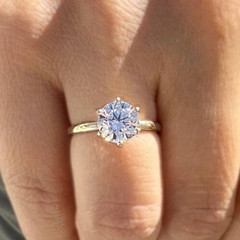 Pure 10K Yellow Gold FN Round Cut 1.30CT White Moissanite Women’s Wedding Ring