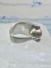 Moving Ball ring geometric kinetic solid band size 5.50 sterling silver women l