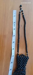 Vintage Necklace Beaded Black Tie