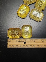 VTG 6 Chunky Amber Gold Chrome Lucite Resin Acrylic Costume Jewelry Pieces