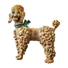 Tan Enamel Poodle Brooch