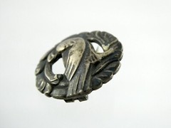 Antique Georg Jensen 830 Silver Denmark Peace Dove Pin 3.7g Early Design .75 In