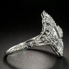 0.68Ctw White Round Cut Antique Long Style Engagement Wedding Ring In 925 Silver