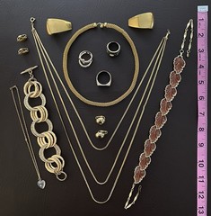 VTG – Modern Jewelry Lot Necklace Chains Earrings Rings Silver And Gold Tone Lot