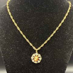 Custom Vintage 1950s Rhinestone Cameo on Vtg Loose Link Rope Chain Necklace,OOAK