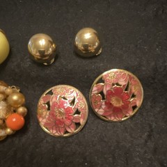 Vintage Multicolor Mixed Earrings Lot 6 Pcs Clip-On & Screwback Rhinestone