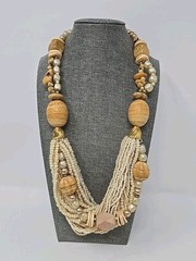 Vintage Lucille Gauthier Chunky Bib Necklace Multi Strand OOAK Boho 1970s 1980s