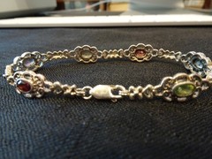#656–VINTAGE STERLING SILVER HAN-925-BRACELET–6-STONES