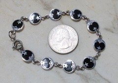 Vintage Sterling Silver 925 Celestial Bracelet Stars Moon Black Enamel