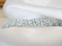Vintage Sterling Silver 925 Double 2 Row Heated Blue Topaz Tennis Bracelet 7.5″