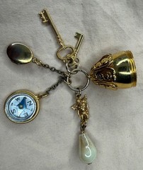 Vintage Multiple Charm Gold Tone Pendant With Some Wear On Gold Tone