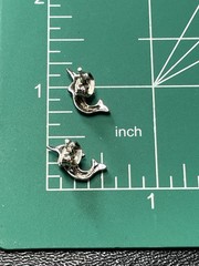 Vintage Dolphin Silver Tone Metal Stud Earrings
