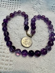 Natural Amethyst Beaded Necklace Knotted