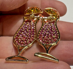 NEW Sugarfix Drink Glass Cocktail Orange Cherry Rhinestone Dangle Stud Earrings