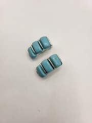 4 Pc Vintage LISNER Aqua Blue Thermoset Silvertoned Bracelet Necklace 2 Earrings
