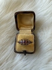 Antique Edwardian Almandine Garnet Pearl 9ct Gold Ring Hallmarked Mint
