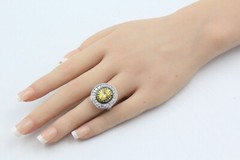 Contemporary Vermiel Sterling Silver Yellow CZ Ring Sz 5