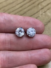 Designer Signed 925 Sterling Silver Seta CZ Post Stud Earrings