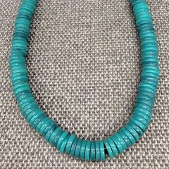 Vintage Necklace Aqua Beads 17 Inches Beach