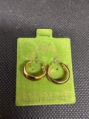 Vintage Solid 14kt Gold Earwire Gold Filled Hoop Earrings 1.4g NOS