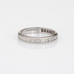 Vintage Art Deco Diamond Ring Sz 5 Platinum Wedding Band Half Hoop Jewelry