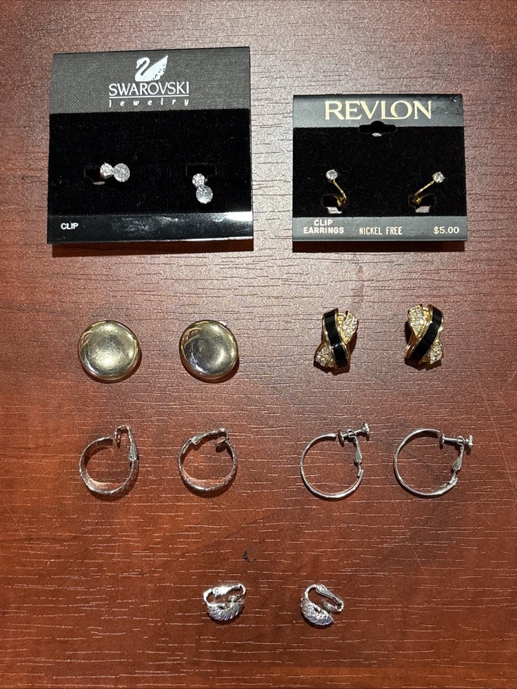 Vintage Clipon / Screw Back Earrings Lot of 7 – Swarovski & Revlon