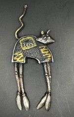 RARE Large Signed Artisan Cat Brooch 105/250 Mixed Metal Studio Jewelry Pin
