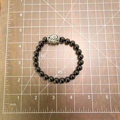 Carolyn Pollack bracelet Relios black onyx beads silver magnetic clasp 6.75in