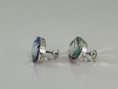 Vintage Crystal Rainbow 835 Silver Screw Back Earrings and Adjustable Ring