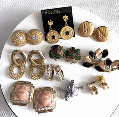 Vintage Signed And Unsigned Lot Of 10 Pairs Post Clip And Screw Back Earrings