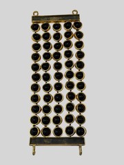 Signed Lee Wolfe Black Glass Brushed Gold Tone Set 80’s Modernist New York
