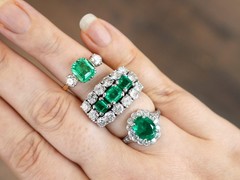 Antique 1.87Ct Zambian Emerald and 0.68Ct Diamond Platinum Dress Ring Circa 1935