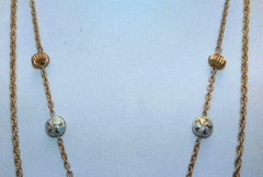 Vintage Jennifer Lopez Cloisonne Enamel Flower Bead Gold Tone Chain Necklace JLO